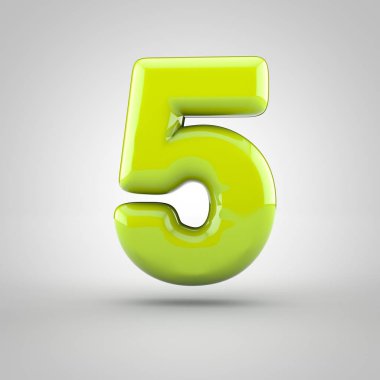 Parlak Kireç boya beyaz arka plan üzerinde izole 5 sayısı