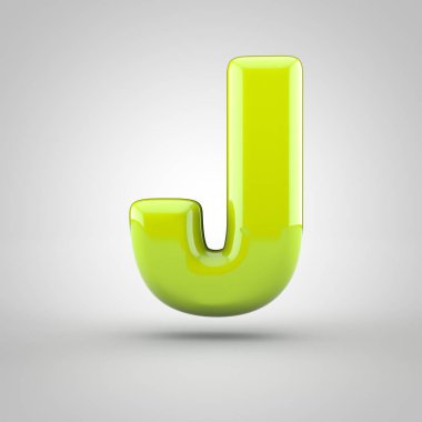 Beyaz arka plan üzerinde izole parlak Kireç boya harf büyük harf J