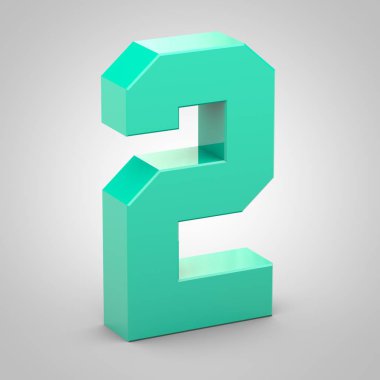 Beyaz arka plan üzerinde izole bir izometrik sayı 2