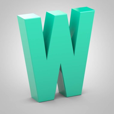 İzometrik harf büyük harf W beyaz arka plan üzerinde izole