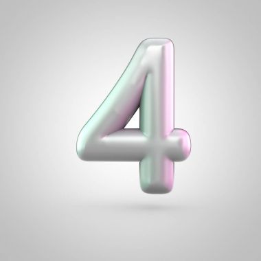 Parlak perl sayı 4 beyaz arka plan üzerinde izole