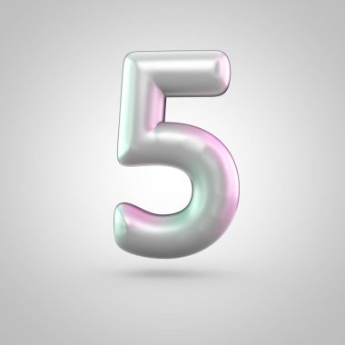 Parlak perl sayı 5 beyaz arka plan üzerinde izole