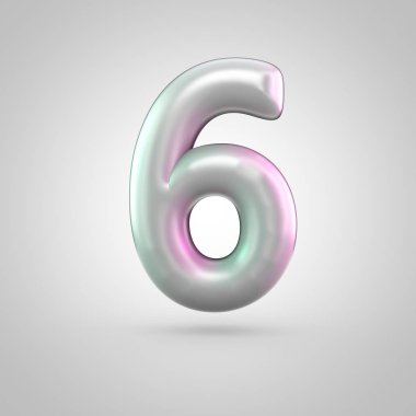 Parlak beyaz arka plan üzerinde izole 6 numaralı perl