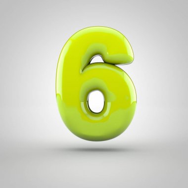 Parlak Kireç boya beyaz arka plan üzerinde izole 6 numaralı