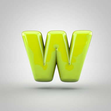 Parlak Kireç boya mektup W küçük beyaz arka plan üzerinde izole