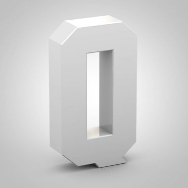 İzometrik harf Q büyük beyaz arka plan üzerinde izole