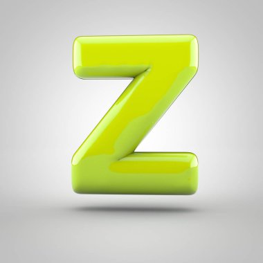 Beyaz arka plan üzerinde izole parlak Kireç boya harf büyük harf Z