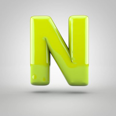Beyaz arka plan üzerinde izole parlak Kireç boya harf büyük harf N