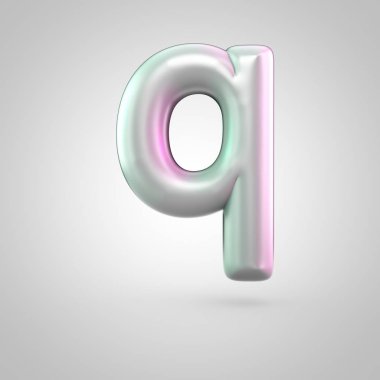 Beyaz arka plan üzerinde izole parlak perl harf büyük harf Q