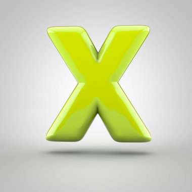 Beyaz arka plan üzerinde izole parlak Kireç boya harf büyük harf X