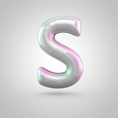 Beyaz arka plan üzerinde izole parlak perl harf büyük harf S