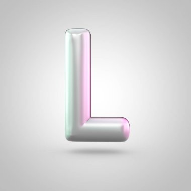 Beyaz arka plan üzerinde izole parlak perl harf büyük harf L