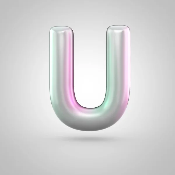 Глянцева літера U верхній регістр ізольовано на білому тлі — стокове фото