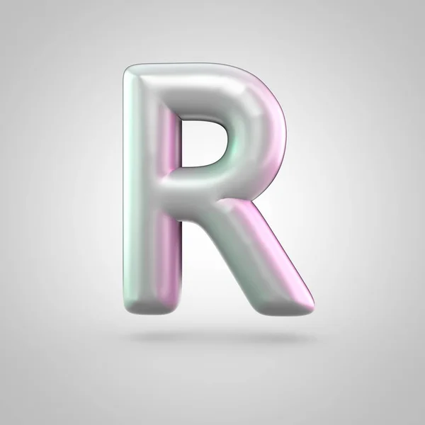 Glossy perl letter R uppercase isolated on white background — Stock Photo, Image