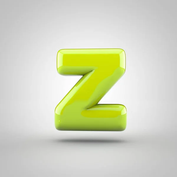 Glänsande lime måla bokstaven Z gemener isolerad på vit bakgrund — Stockfoto