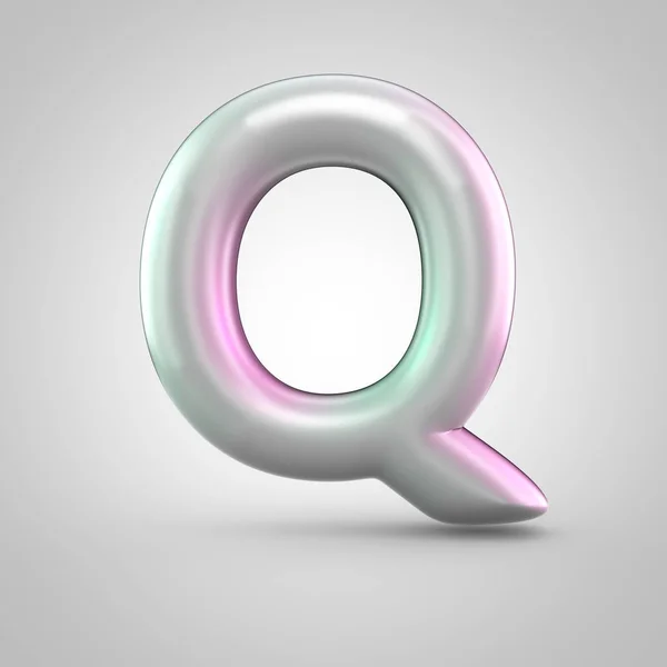 Perl lustroso letra Q maiúscula isolada sobre fundo branco — Fotografia de Stock