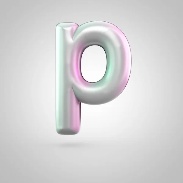 Błyszczący perl litera P wielkie litery na białym tle na białym tle — Zdjęcie stockowe