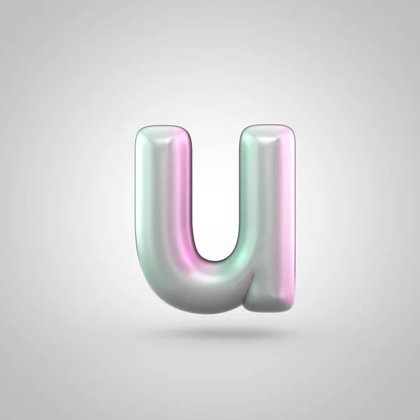 Glossy perl letter U uppercase isolated on white background — Stock Photo, Image