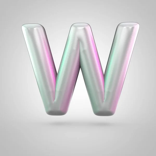 Glanzende perl letter W hoofdletters geïsoleerd op witte achtergrond — Stockfoto