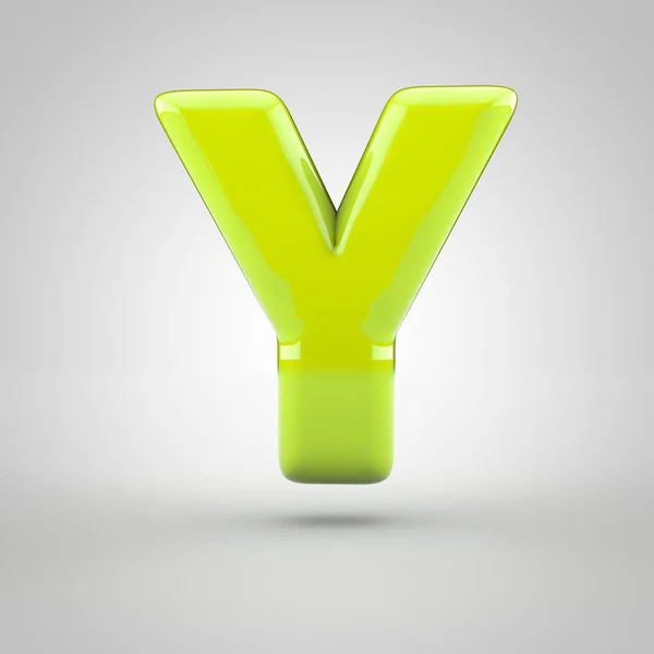 Glossy lime paint letter Y uppercase isolated on white background — Stock Photo, Image