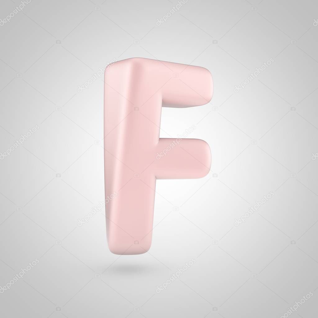 Millenium Pink color letter F uppercase isolated on white background