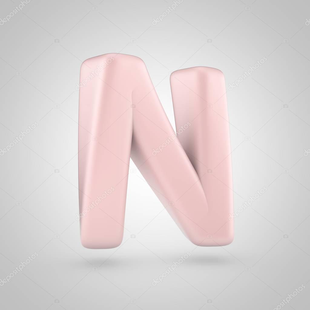 Millenium Pink color letter N uppercase isolated on white background