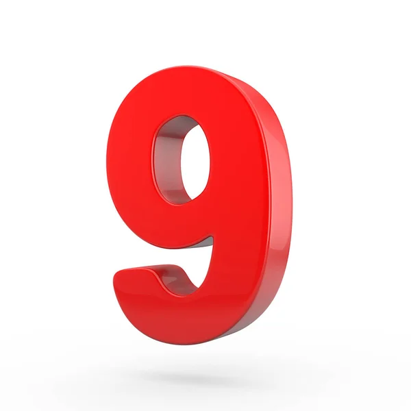 Red glossy number 9 — Stock Photo, Image