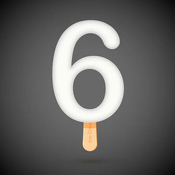 숫자 6의 아이스크림 디자인 — 스톡 벡터