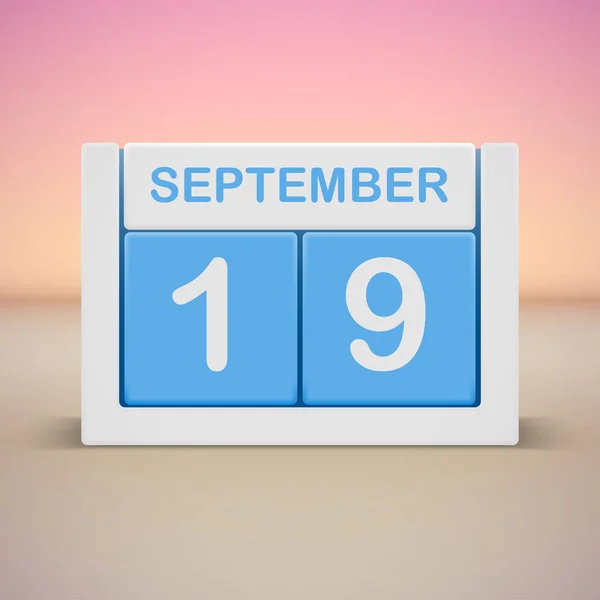 Página de calendário com data de 19 de setembro — Vetor de Stock