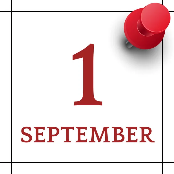 Σελίδα ημερολογίου με το Σεπτέμβριο 1 ημερομηνία — Διανυσματικό Αρχείο