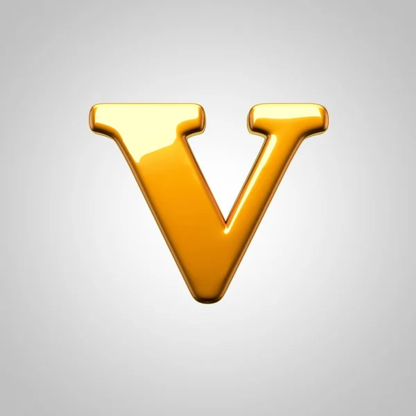 Yellow glossy letter V — Stock Photo, Image