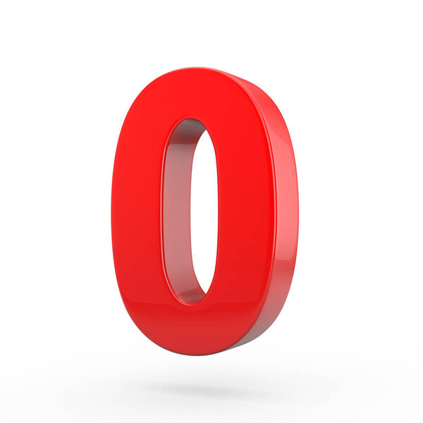red glossy number 0