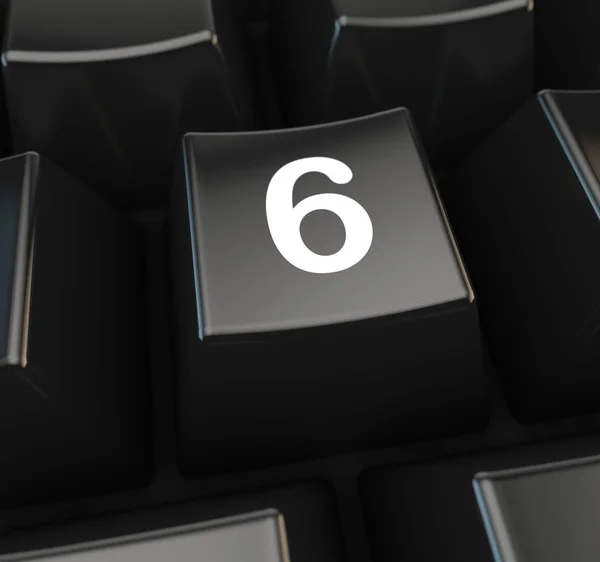 Numer 6 na przycisk klawiatury komputera — Zdjęcie stockowe