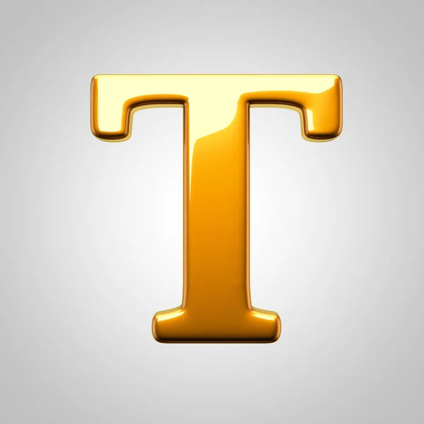 Yellow glossy letter T — Stock Photo, Image