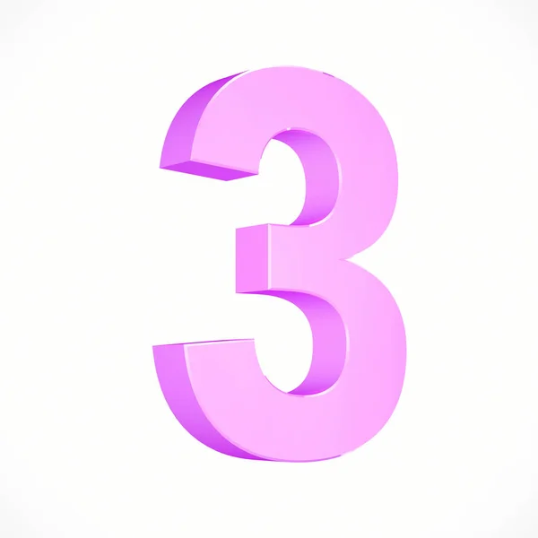 Pink isometric number 3 — Stock Photo, Image