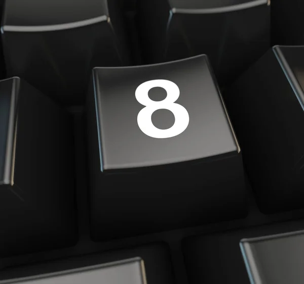 Numer 8 na komputerze przycisk klawiatury — Zdjęcie stockowe