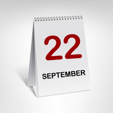 Eylül 22 tarihi takvim sayfası 