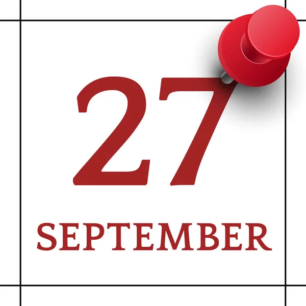 Kalenderpagina met September 27 datum — Stockvector