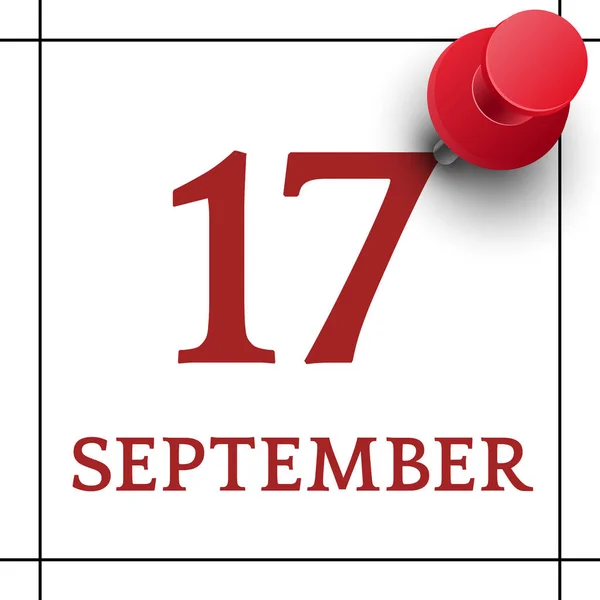Kalenderpagina met datum 17 September — Stockvector