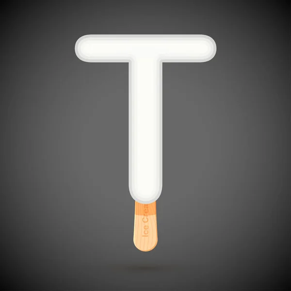 冰激淋设计的大写字母 T — 图库矢量图片