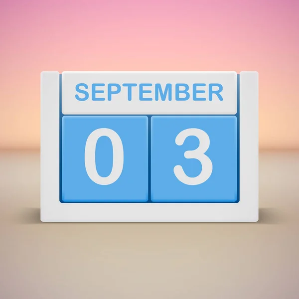 Página del calendario con fecha 3 de SEPTIEMBRE — Vector de stock