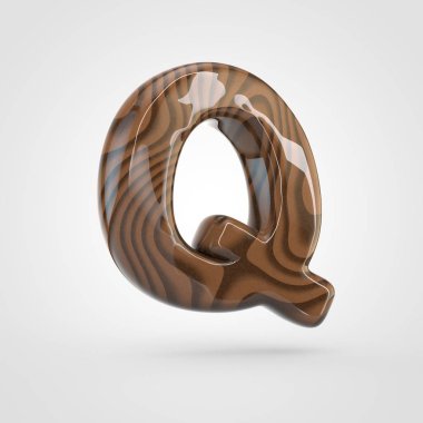 büyük ceviz ahşap harf Q