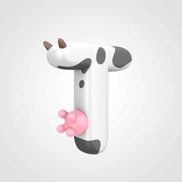 Bovine pattern on uppercase letter T — Stock Photo, Image