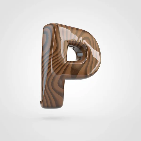 Uppercase walnut timber letter P — Stock Photo, Image