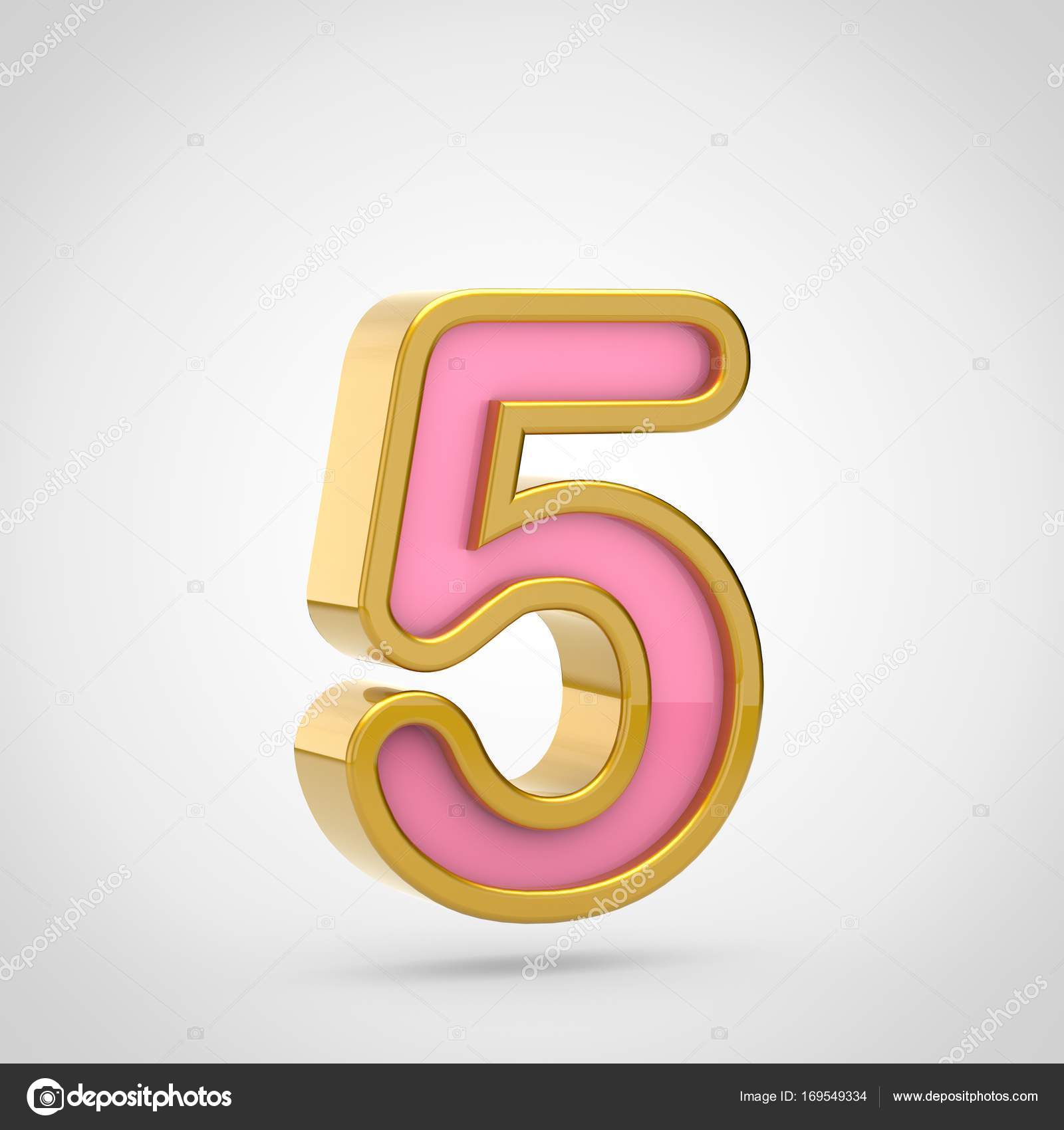Pink Number 5 With Golden Outline Stock Photo C Whitebarbie