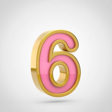 sayı 6 Altın anahat ile pembe