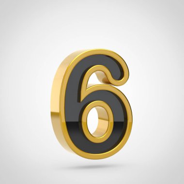 siyah altın anahat ile 6 numaralı