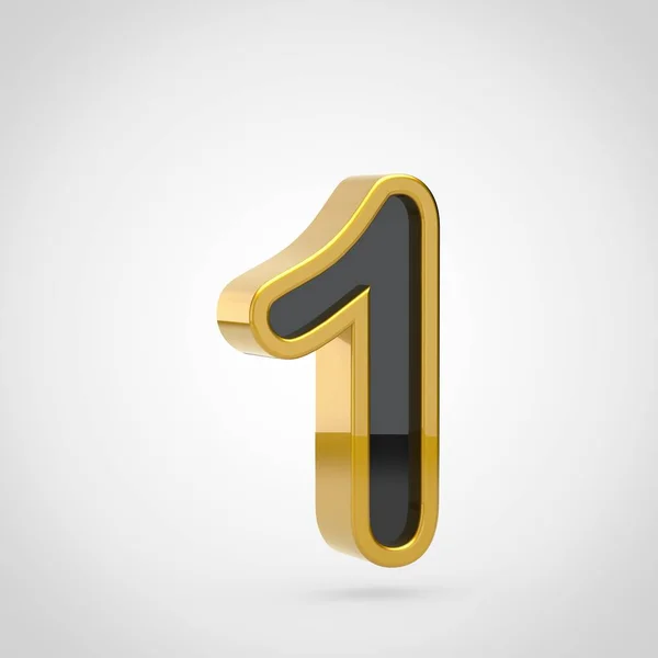 Black number 1 with golden outline — Stock Photo, Image