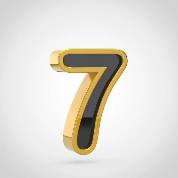 Black number 7 with golden outline — Stock Photo, Image