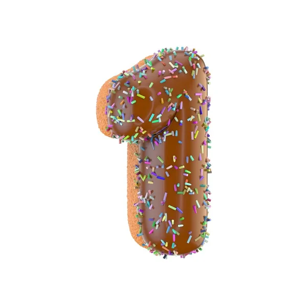 Donut nummer 1 met chocolade glazuur — Stockfoto